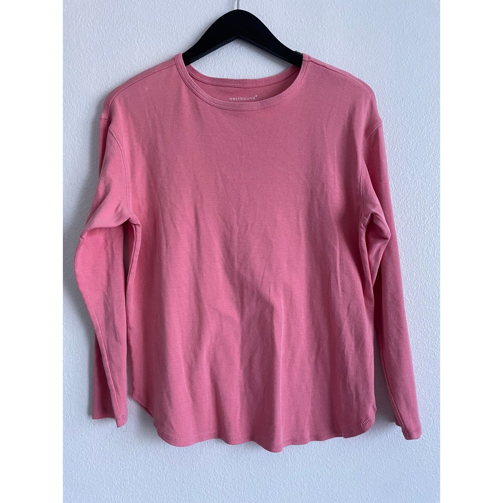 Westbound Top Casual Minimalist Cotton Blend Womens Size S Pink Long Sleeve Tee